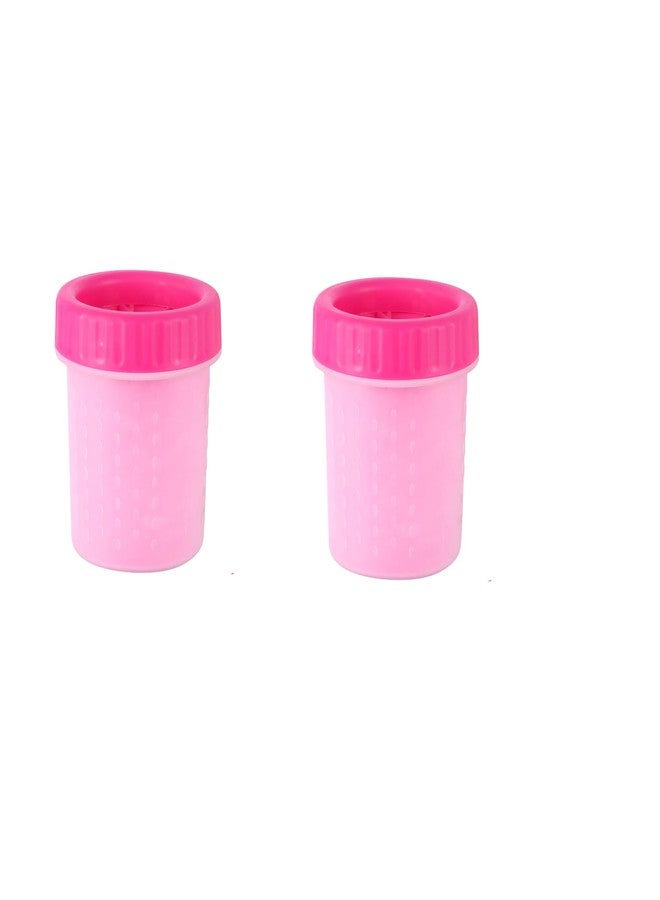 Voila Dog Paw Cleaner Cup, Portable & Easy-to-Use Pet Paw Washer for Dogs & Cats, Gentle Silicone Bristles for Safe Cleaning, Ideal for Small, Medium & Large Breeds, (Pack of 2) Pink - Image 1